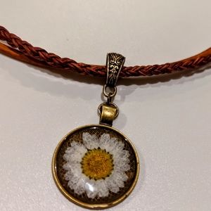 {SOLD} - Custom 16" Leather Flower Necklace & Custom Fitted Leather Flower Brace